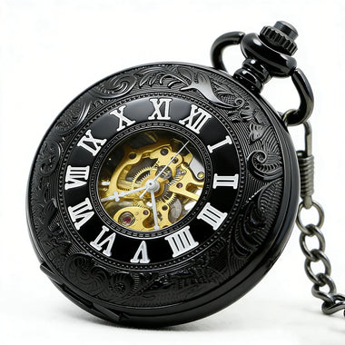 Vintage Men Steampunk Chain Watches Gift Clock Roma Dial Mechanical Hand-winding Mens Woman Unisex Pocket Watch Reloj Hombre