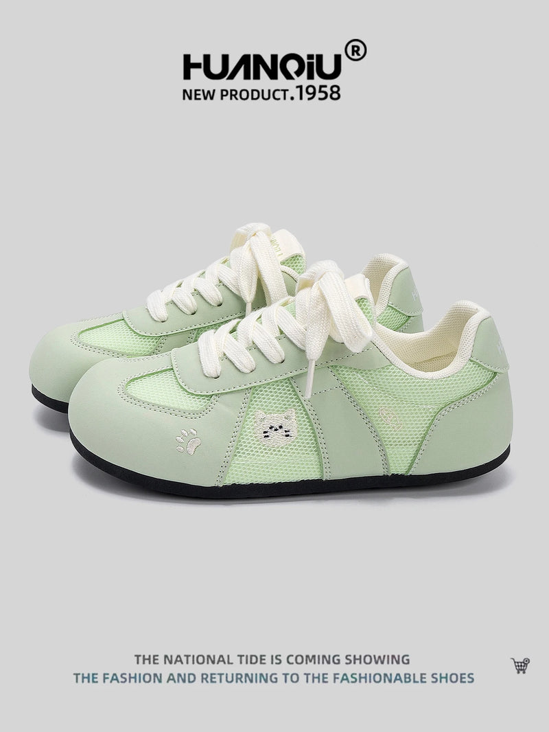 HUANQIU 2026 new women's training shoes, lightweight and comfortable lace-up soft-soled casual sneakers