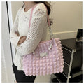 Women Quilted Plaid Cloud Cotton Padded Bag, Pleated Underarm Hobo Shopper Crossbody Shoulder Handbag for Daily Use