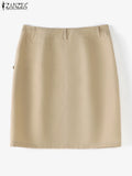 ZANZEA Women Fashion OL Pencil Skirts Elegant Commute Solid Color High Waist Mini Skirt 2024 Summer Casual Office Wear Jupes