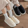 Waterproof Winter Slippers For Women Men Thick Sole Plush Warm Indoor Home Shoes Non-Slip Fur Lined Couple's Furry Slides