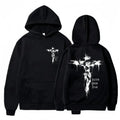 Men's Hoodie with Religious Cross and Motivational Text Prints Pullover Style Fashion Casual HipHop Sweatshirt Harajuku Unisex