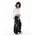 YIBASHU Women Vintage Embroidery Y2K Baggy Jeans Female High Waist 2000s Wide Leg Denim Pants American Retro Harajuku Trouser