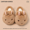 Cute Brown Bunny Plush Slippers Women Winter Warm Rebound Soft Sole House Shoes Indoor Fuzzy Non-Slip Comfortable Home Footwear