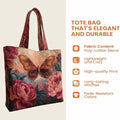 Butterfly Patterns Women Quilted Tote Bag Vintage Lightweight Canvas Shoulder Bag 3D Printed Patterns Large Capacity