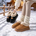 Women's Fleece Lined Ankle Winter House Slippers, Warm Lightweight Thick EVA Sole Indoor & Outdoor Wearable Shoes