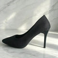Sparkling Pointed Toe High Heels Glitter Shoes Low Cut Leather Sequin Uppers Super High Heel Wedding Official Pumps Woman