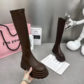 Winter Women Knight High Boots Fashion Back Zippers Ladies Elegant Platform Flats Long Booties Short Plush Women's Footwear 2026