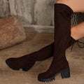 Women's Long Tube Boots Thick Heel over Knee Elastic Slim Boots Sexy Leopard Print Women Shoes Fashion Round Toe High Boots 2025