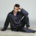 Silk Pajamas Satin Men Silk Satin Pajamas for Men Sleepwear Cozy Soft Print Long Sleeve Nightgown Tops + Trousers Two Pieces Mens Pajama Set