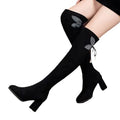 Knee High Fce Lined Slimming Long Sos Boots Flat Mid Heel Women's Over Knee Faion Boots Spring Knee Over Long Boots for Women