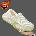 2026 Winter Warm Plush Lined Slippers Unisex Dual-Wear Adjustable Back Strap Thick EVA Sole Flat Indoor and Outdoor Shoes