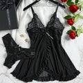 Women Lingerie Slip Summer Sexy Lingerie Dress Women Lace See Through Nightdress Sleepwear Solid Slim Soft V Neck Full Slip Sleepwear & Dresses