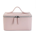 Makeup Bag Cosmetic Ladies Saffiano Split Leather Travel Toiletry Case Bag Portable Hanging Makeup Organizer Box Dopp Kit Cosmetic Bag For Women