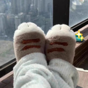 New Adorable Kitten Claw Slippers Women's Home Shoes Non Slip Furry Mules Female Fashion Warm Fluffy Slides Outdoor Cat Slippers