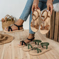 2025 Women Sandals Bohemian Style Flat Sandals Women Fine Strap Beaded Elastic Band Casual Women Comfortable Roman Style Shoes