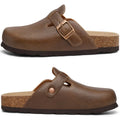 Kidmi New Men Sandals Vegan Leather Cork Insole Potato Shoes Unisex Adjustable Buckle Slip-On Clogs with Arch Support