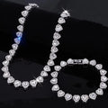 ZAKOL 3pcs/set Hot Sale Hip Hop Tennis Chain Bracelet Necklace Earrings Jewelry Set for Women Men Fashion Party Jewelry Gift
