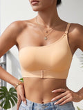 Women's One Shoulder Seamless Bra Front Closure Comfort No Lining Wireless Lingerie