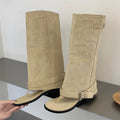 Women's Thong Toe Knee High Fold Over Cuff Buckle Strap Flat Heel Boots Y2K Streetwear Casual Daily Party Footwear Drop Shipping