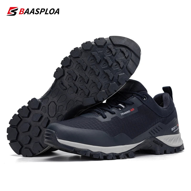 Baasploa Men Non-Slip Sneakers Wear-Resistant Hiking Shoes Men Anti Splash Water Outdoor Sneakers Male Comfort Walking Shoes