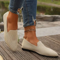 Women Solid Color Pointed Head Mesh Loafers Shallow Woman Soft Bottom Knit Ballet Flat Shoes Female Casual Slip on Boat Shoes