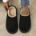Unisex Indoor Outdoor Winter Slippers TPR Anti-Slip Sole Slip-On Soft Warm Black Comfort Home Casual Shoes Easy Clean Design
