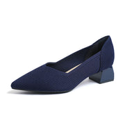 Square heel casual shoes for women, flying woven single shoes