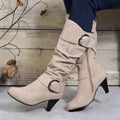 Plus Size 43 Knee-high Zipper Women's Modern Boots Women's Shoes High Quality New Pointed Toe Solid English Style Fashion Casual