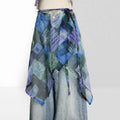 High Waist Lace Midi Skirt Side Slit Y2K Streetwear Lace Drawstring Skirt Harajuku See Through Lace Long Skirt Hip Scarf
