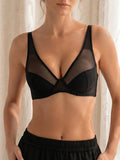 Women Underwire Push Up Bra Solid Thin Mesh Breathable Adjustable Straps Daily Lingerie