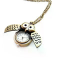Fashion Men Women Alloy Retro Owl Shape Clock Pendant Long Necklace Chain Watches Birthday Gifts