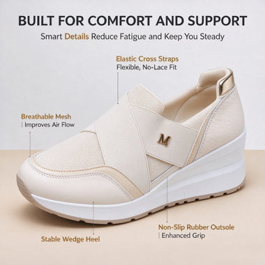 Desaidb Women Letter Print Fashion Casual Sneakers Low Top Wedge Height Increasing Sports Shoes Four Seasons Wearable