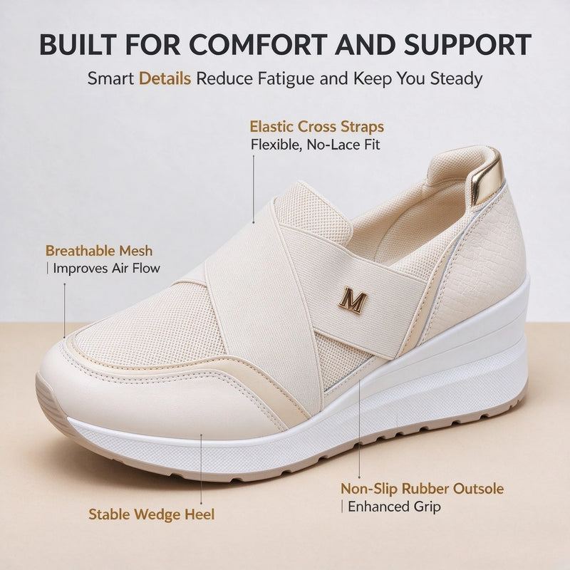 Desaidb Women Letter Print Fashion Casual Sneakers Low Top Wedge Height Increasing Sports Shoes Four Seasons Wearable