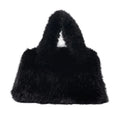 Women's Korean Style Fluffy Square Bag Cute Faux Fur Tote Bag Autumn Winter Underarm Shoulder Handbag Versatile Purse