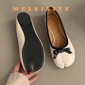 split Toe Shoes Tabis Ballet Flats Women Black Leather loafers Mary Janes Plus Size 44 Butterfly Knot Ballerinas Zapatos mujer