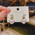 Korean Style Contracted Heart Pearl Earrings For Women Sweet Flower Zircon Geometric Pendant Earring Girl Party Jewelry Gift