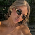 2pcs Summer Trendy Glasses Set Rhombus Metal Frame Sunglasses Suitable for Daily Commute and Street Photography Eyewear