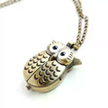 Fashion Men Women Alloy Retro Owl Shape Clock Pendant Long Necklace Chain Watches Birthday Gifts