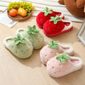 Cute Strawberry Fluffy Fur Indoor Slippers Women Winter 2026 Comfortable Thick Sole Warm Plush Home Slippers Girl's Lovely Shoes