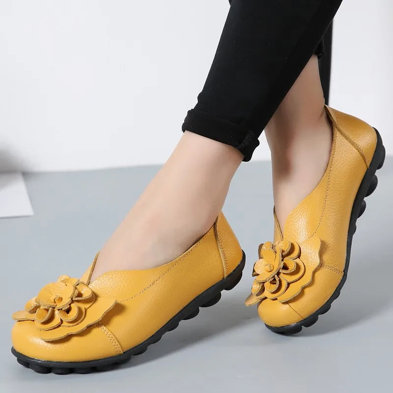 Women Flats Genuine Leather Fashion Tenis Women Shoes Moccasins Ballet Flats Slip On Women Shoe Black Zapatos De Mujer Plus Size