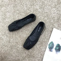 Pleated Single Shoes Women Square Toe Soft Leather Ballet Flats Slip on Solid Color Elegant Dance Shoe Cross Belt Ladies Loafers