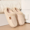 Women's Minimalist Fleece-Lined Slippers, Faux Suede Mules with Thick Plush, Warm Non-Slip Flat House Shoes for Fall Winter