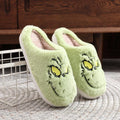 Christmas bestsellers Green furry monster slippers autumn and winter home slippers men's and women's soft-soled furry shoes Gift