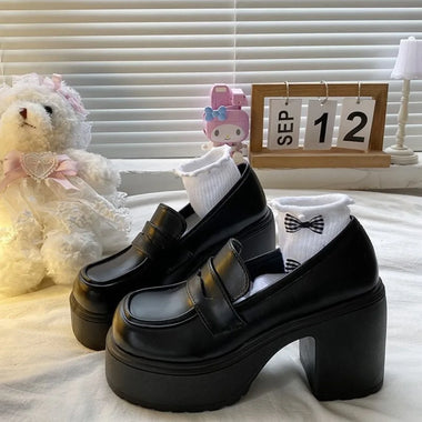 autumn Platform Mary Jane Shoes Ladies Hot Sale High Heels Loafers Women Shoes Retro Chunky Heels Pumps Woman Uniform College