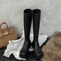 2025Winter Women Knight High Boots Fashion Back Ers Ladies Elegant Platform Flats Long Booties Short Plush Women's Footwear