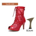 DKZSYIM Latin Dance Shoes Women Red Black Ballroom High Top Jazz Shoes Ladies Men's 5-11cm Heels Salsa Tango Dancing Shoes
