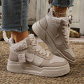 2025 Women Chunky Sneakers Autumn Winter Warm Cotton Shoes Thick Plush Warm Wear-resistant Shoes Woman Fashion Platform Shoes