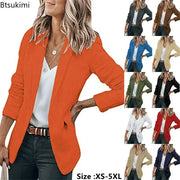 2026 Women's Long Sleeve Blazer Jacket Oversized Ladies Workwear Blazer Suits Slim Fit Single-breasted Cardigan Blazer Coats 5XL