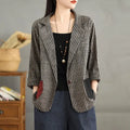 Retro Contrasting Color Splicing Striped Blazer Women's Autumn Design Sense Niche Casual Versatile Suit Top Trendy Suit Jacket